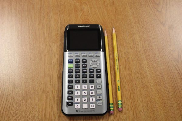 A calculator and two #2 pencils lay on a desk. These are the supplies most students take into the ACT testing room.
