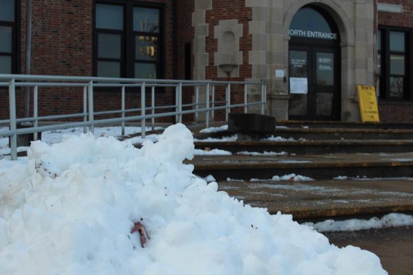 Snow pile outside of the North Entrance  on Dec. 4.