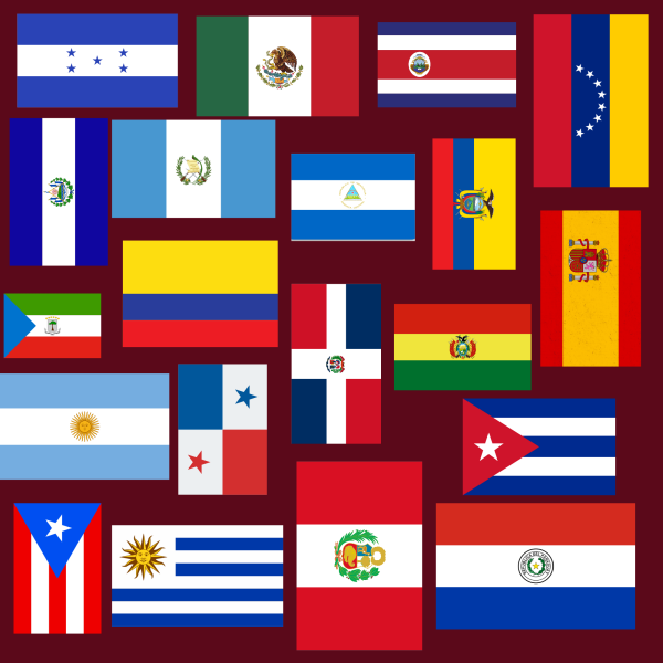 Canva graphic of the flags of the 20 hispanic states (made by Harper Boyt)